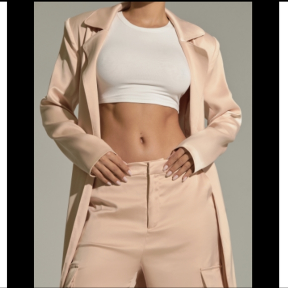 NWT Naked Wardrobe Gloss Boss Satin Coat - Picture 3 of 12